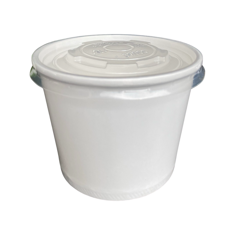 Paper Bowl White with Lid 390ml 100mm Diameter 50pcs set/pack - (₱4.30/set)