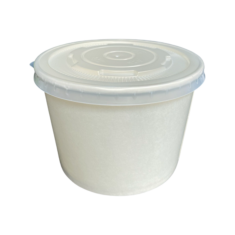 Paper Bowl White with Lid 520ml 110mm Diameter 50pcs set/pack - (₱4.90/set)