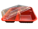 Bento Tray 3 Compartment Red with Lid 50set/pack (₱8.00/set)