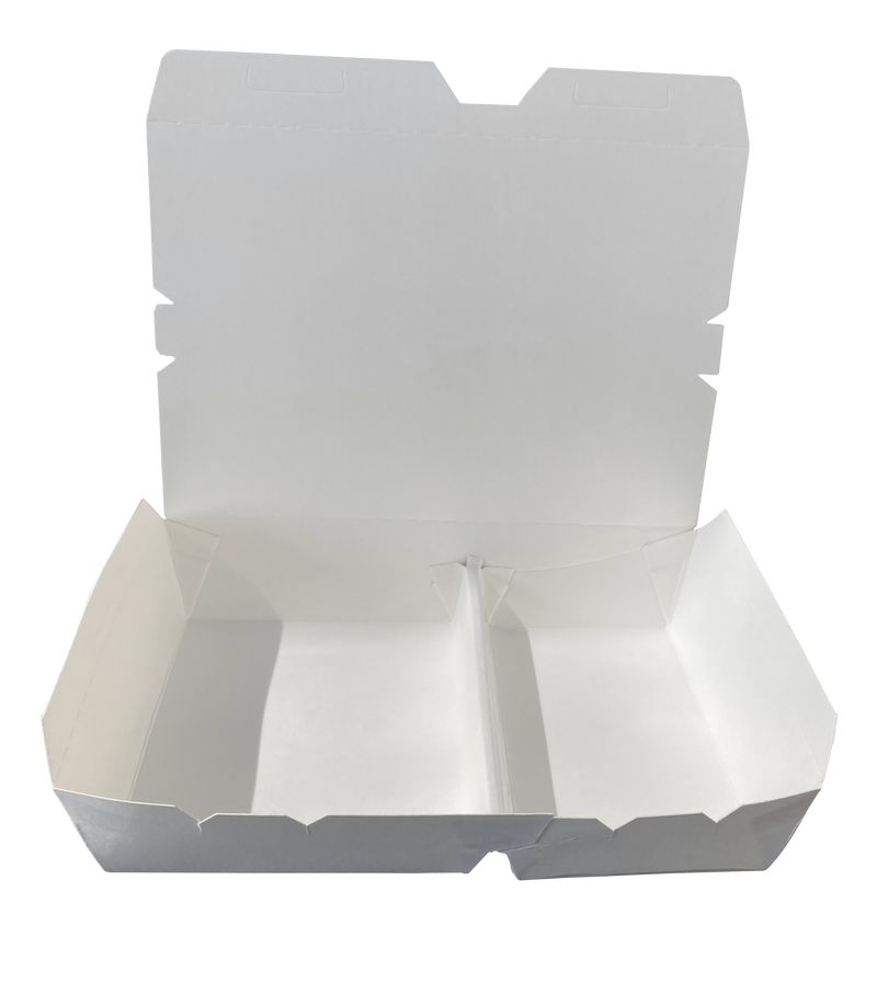 Double Compartment Paper Lunch Box White 50pcs/pack (₱6.10/pc)