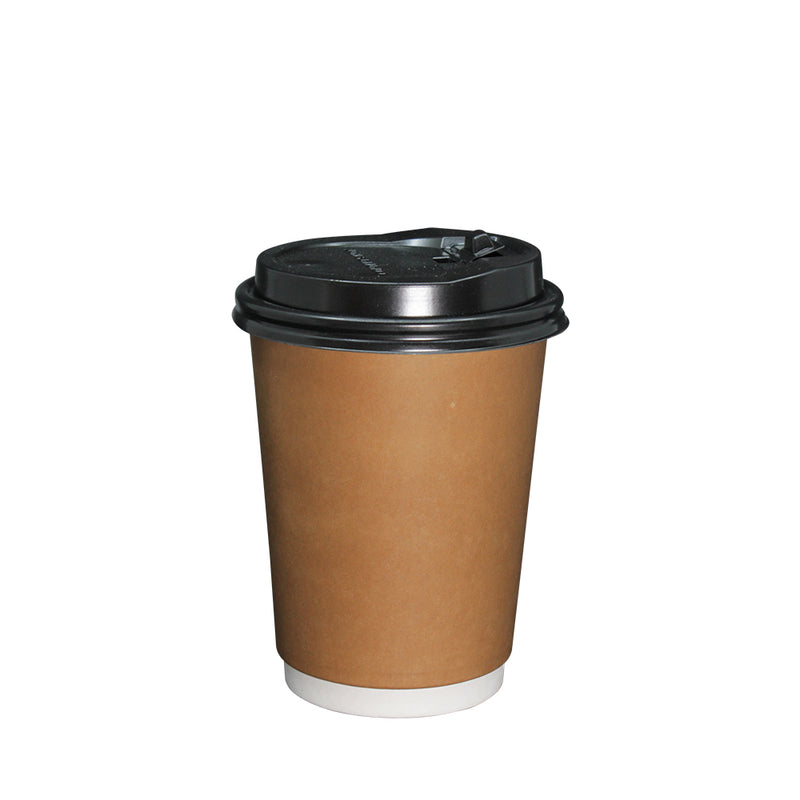 Coffee Cup Paper Double Wall Brown with lid 12oz 90mm Diameter 50pcs/pack (₱6.25 to ₱7.00/set) - CCH Packaging Machine Trading