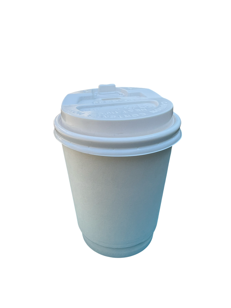 Double Wall Coffee Cup White w/ Lid with lid 8oz 80mm Diameter 100pcs/pack (₱6.80/set)